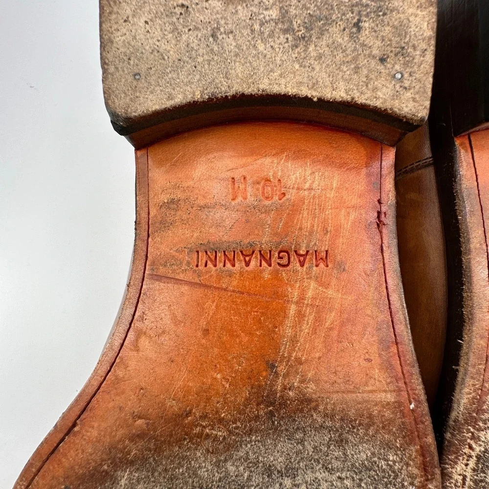 Magnanni Double Buckle‎ Monk Strap Shoes Mens 10M Ramolo Tobacco Brown Leather